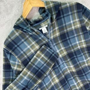 O'Neill Women's Plaid Fleece Hoodie Pullover Green Blue Half Zip Sz M Warm‎